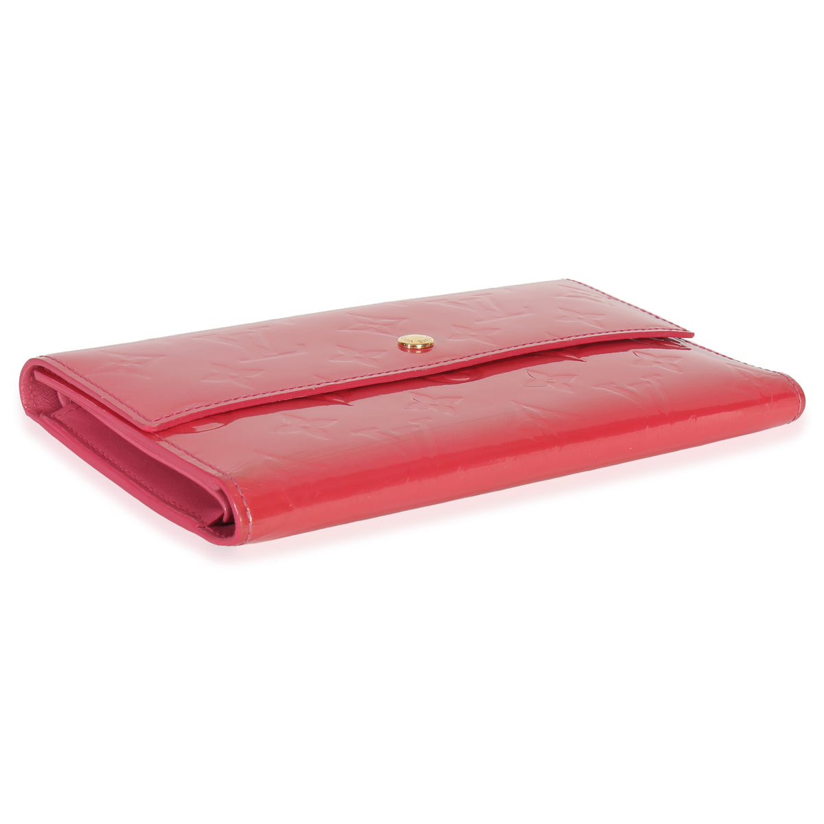 Louis Vuitton Rose Pop Monogram Vernis Sarah Wallet Handbag clasp