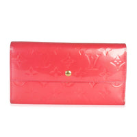 Louis Vuitton Rose Pop Monogram Vernis Sarah Wallet Handbag fv