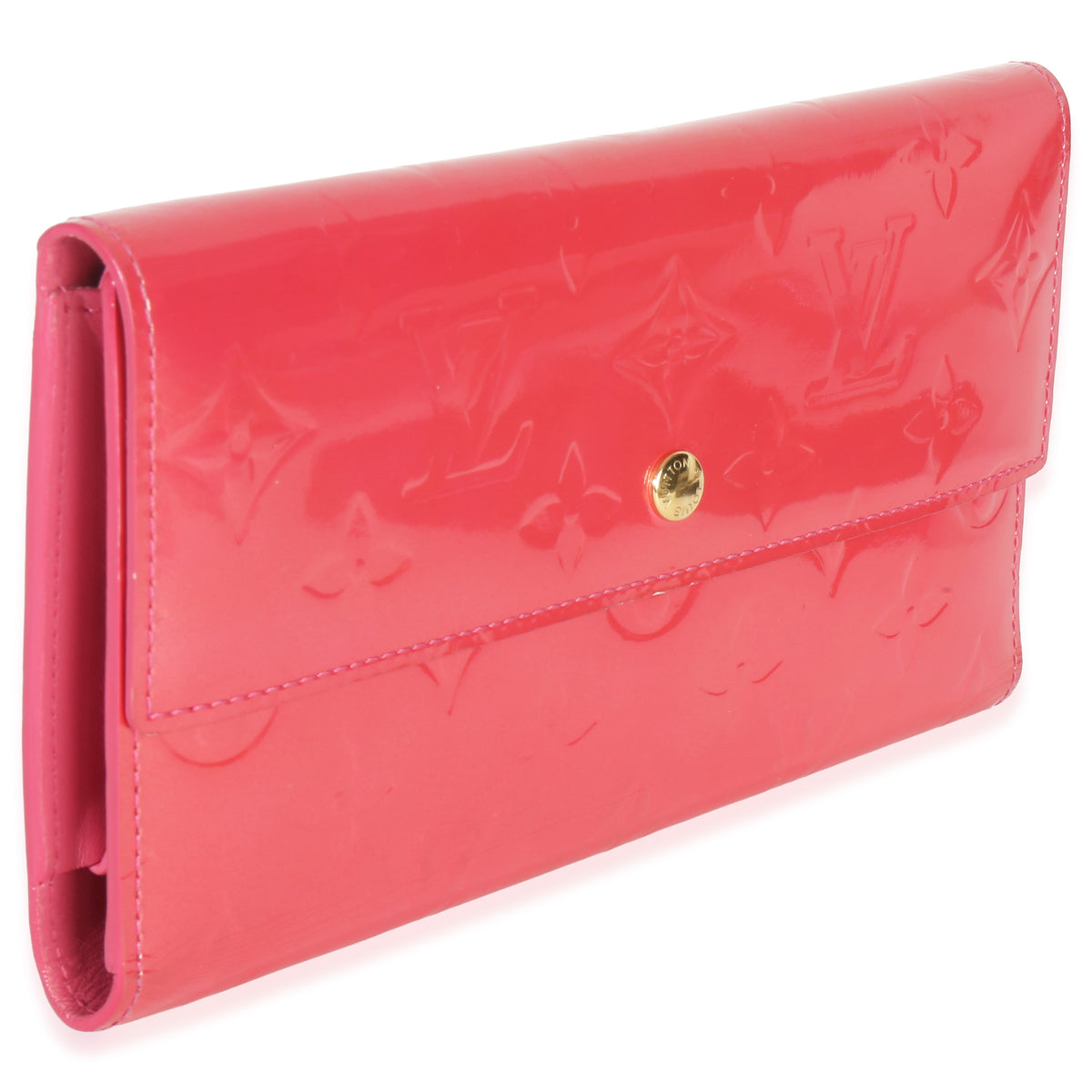Louis Vuitton Rose Pop Monogram Vernis Sarah Wallet Handbag sv