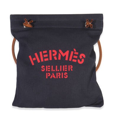 Hermès Bleu Indigo Gold Herringbone Canvas Swift Maline Bag fv