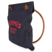 Hermès Bleu Indigo Gold Herringbone Canvas Swift Maline Bag pv