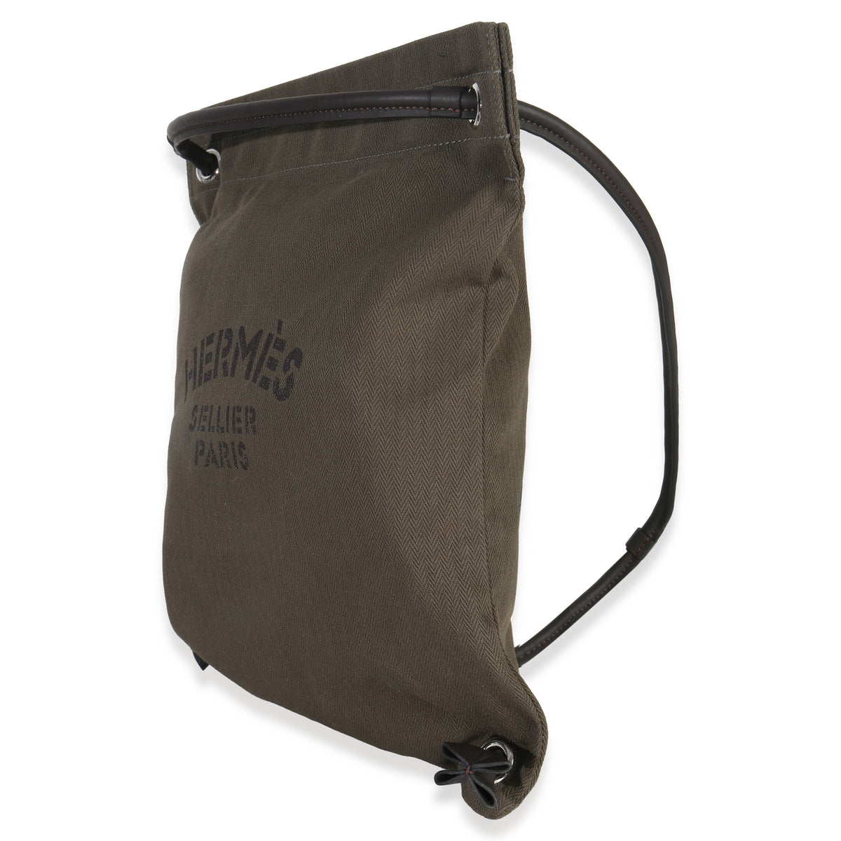 Hermès Kaki Ebene Herringbone Canvas Swift Maline Bag sv