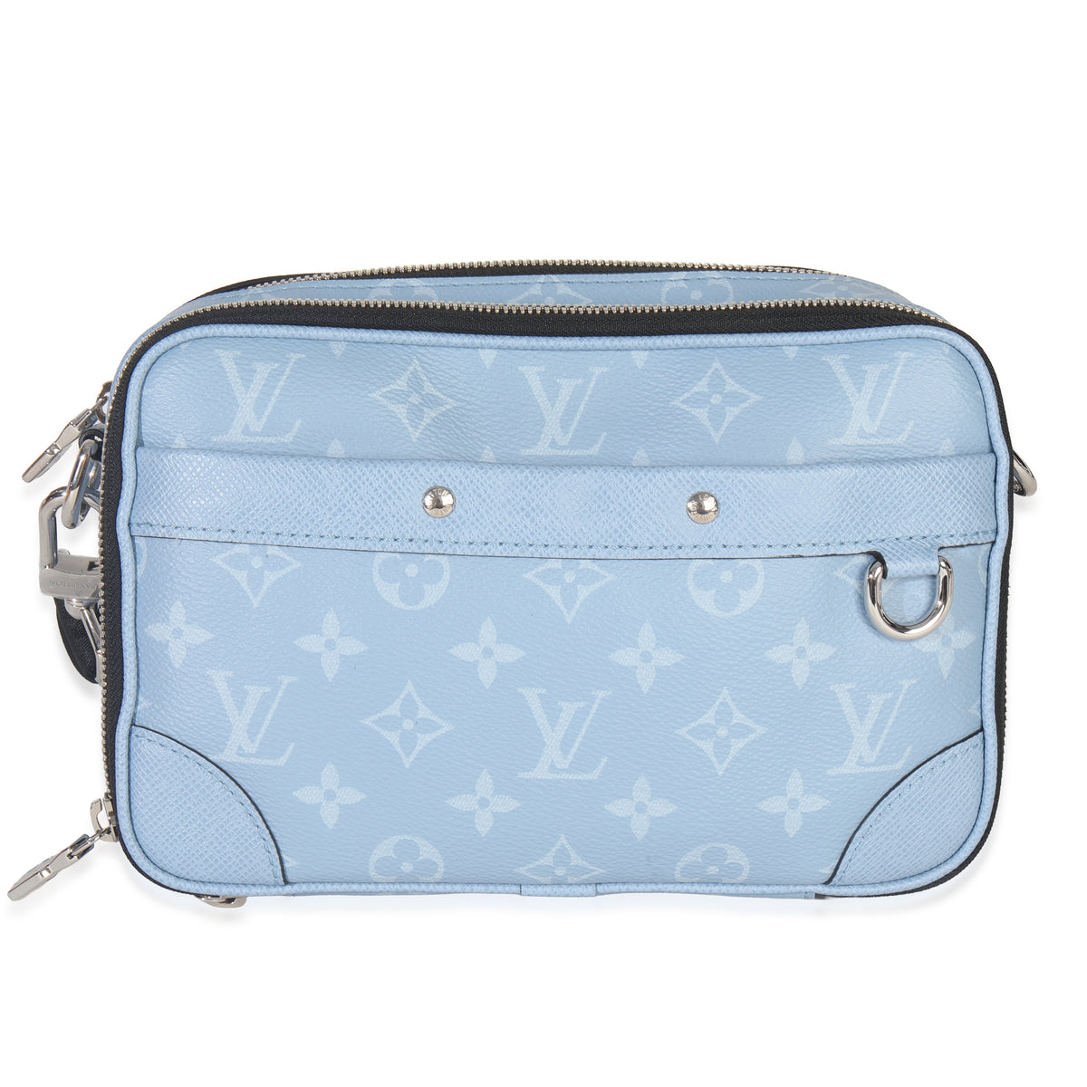 Louis Vuitton Sky Blue Monogram Taigarama Alpha Messenger Handbag fv