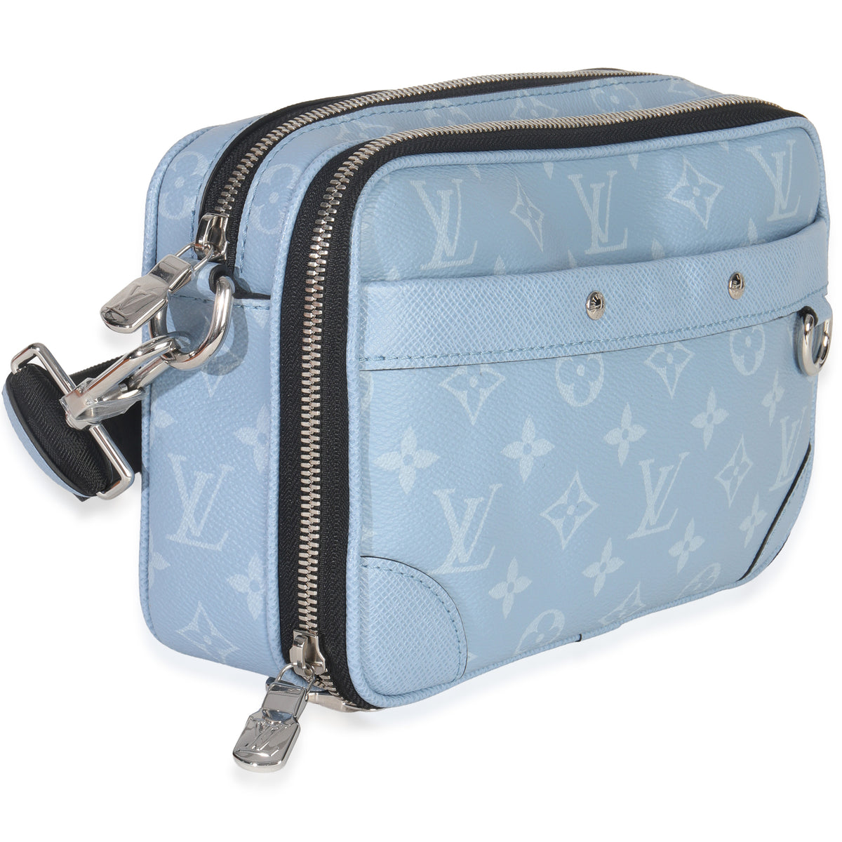 Louis Vuitton Sky Blue Monogram Taigarama Alpha Messenger Handbag pv
