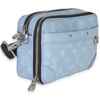 Louis Vuitton Sky Blue Monogram Taigarama Alpha Messenger Handbag pv