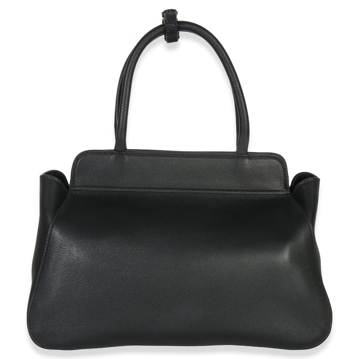Prada Black Soft Grain Calfskin Medium Tote Handbag bv