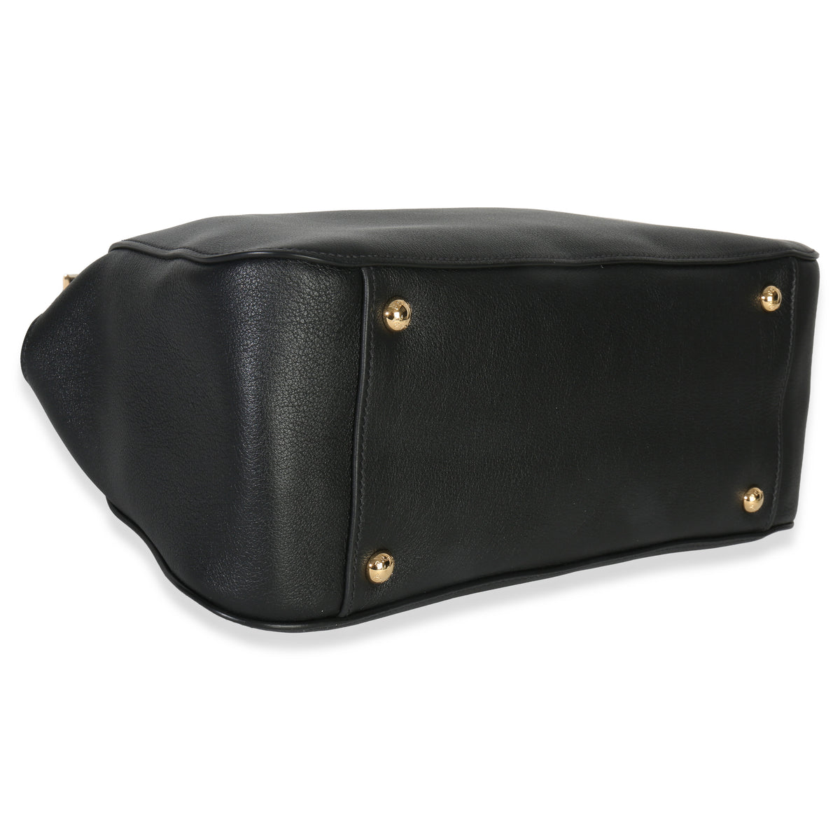 Prada Black Soft Grain Calfskin Medium Tote Handbag clasp