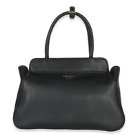 Prada Black Soft Grain Calfskin Medium Tote Handbag fv