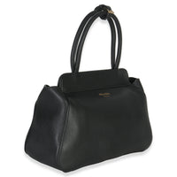 Prada Black Soft Grain Calfskin Medium Tote Handbag sv