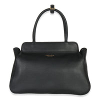 Prada Black Soft Grain Calfskin Medium Tote Handbag fv