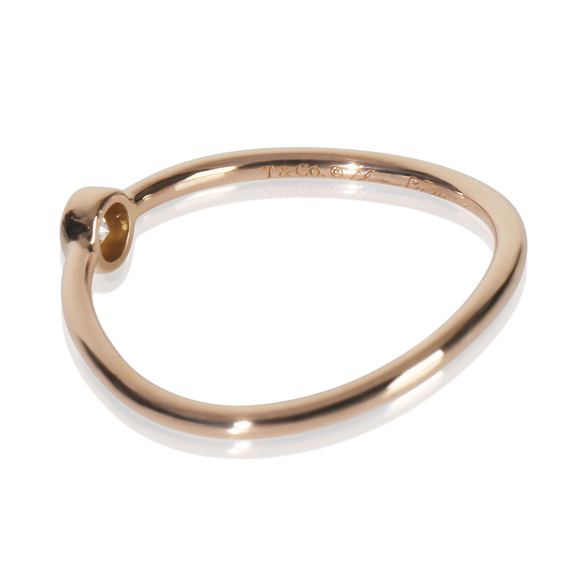 Rose Gold Diamond Elsa Peretti Single Row Wave Ring