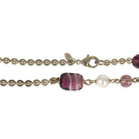 Gold-Plated  2007 Faux Pearl & Pink Bead CC Station Necklace