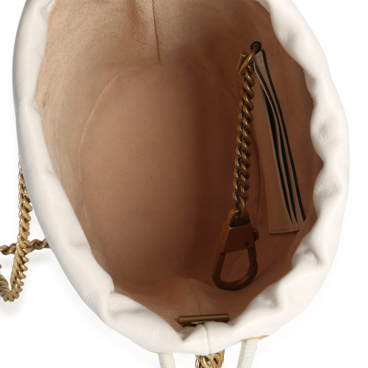White Matelasse Calfskin Mini GG Marmont 2.0 Bucket Bag