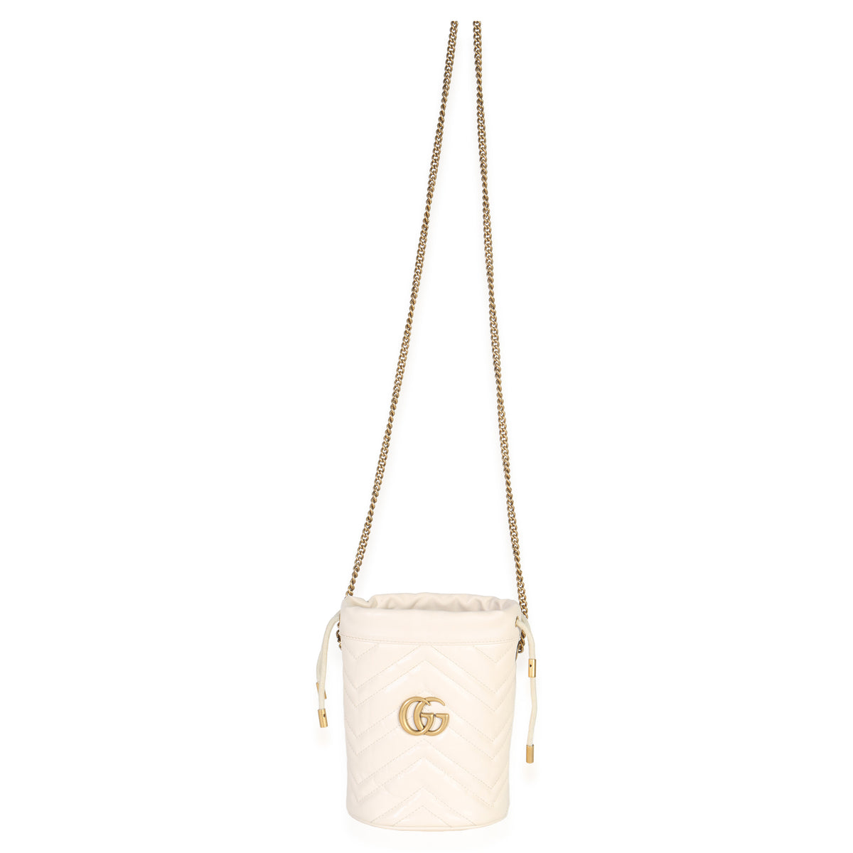 White Matelasse Calfskin Mini GG Marmont 2.0 Bucket Bag