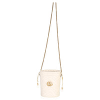 White Matelasse Calfskin Mini GG Marmont 2.0 Bucket Bag