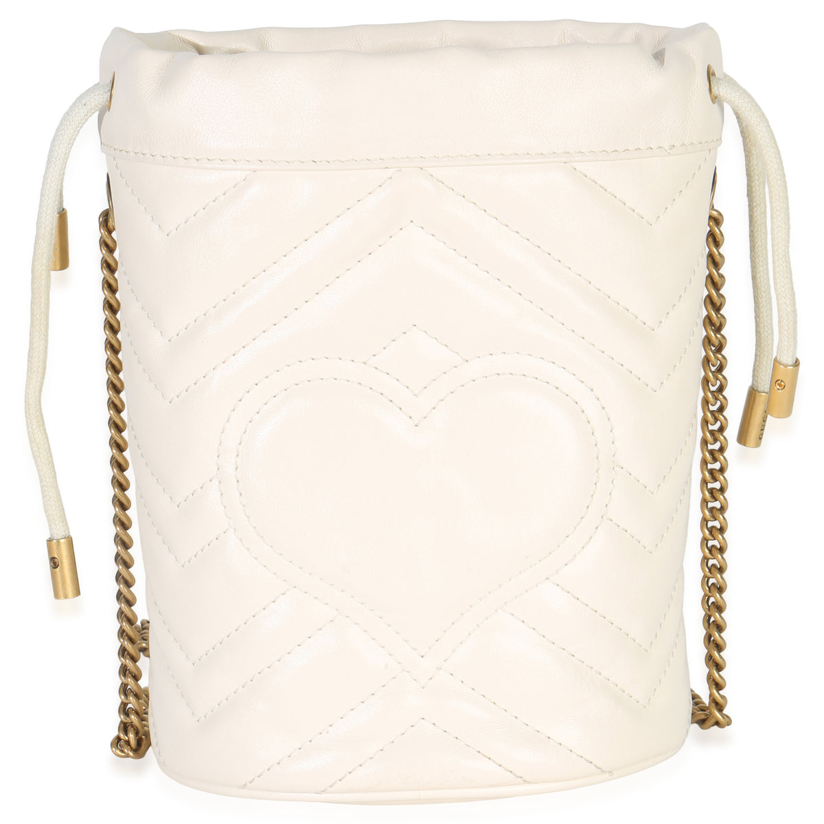 White Matelasse Calfskin Mini GG Marmont 2.0 Bucket Bag