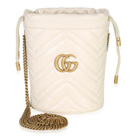 White Matelasse Calfskin Mini GG Marmont 2.0 Bucket Bag