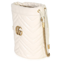 White Matelasse Calfskin Mini GG Marmont 2.0 Bucket Bag