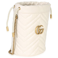 White Matelasse Calfskin Mini GG Marmont 2.0 Bucket Bag
