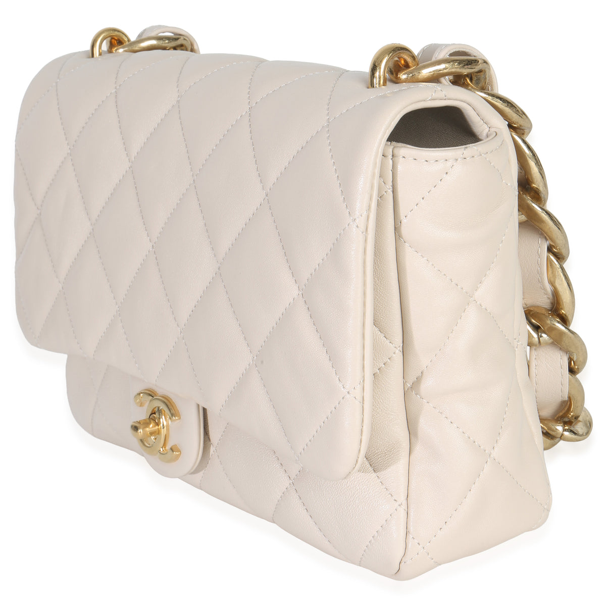 Chanel Beige Quilted Lambskin Large Funky Town Flap Bag Handbag pv