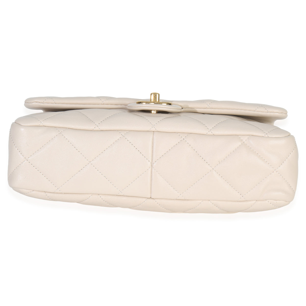 Chanel Beige Quilted Lambskin Large Funky Town Flap Bag Handbag stamp