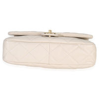 Chanel Beige Quilted Lambskin Large Funky Town Flap Bag Handbag stamp