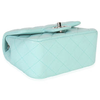 Chanel Blue Quilted Lambskin Mini Square Single Flap Bag Handbag clasp
