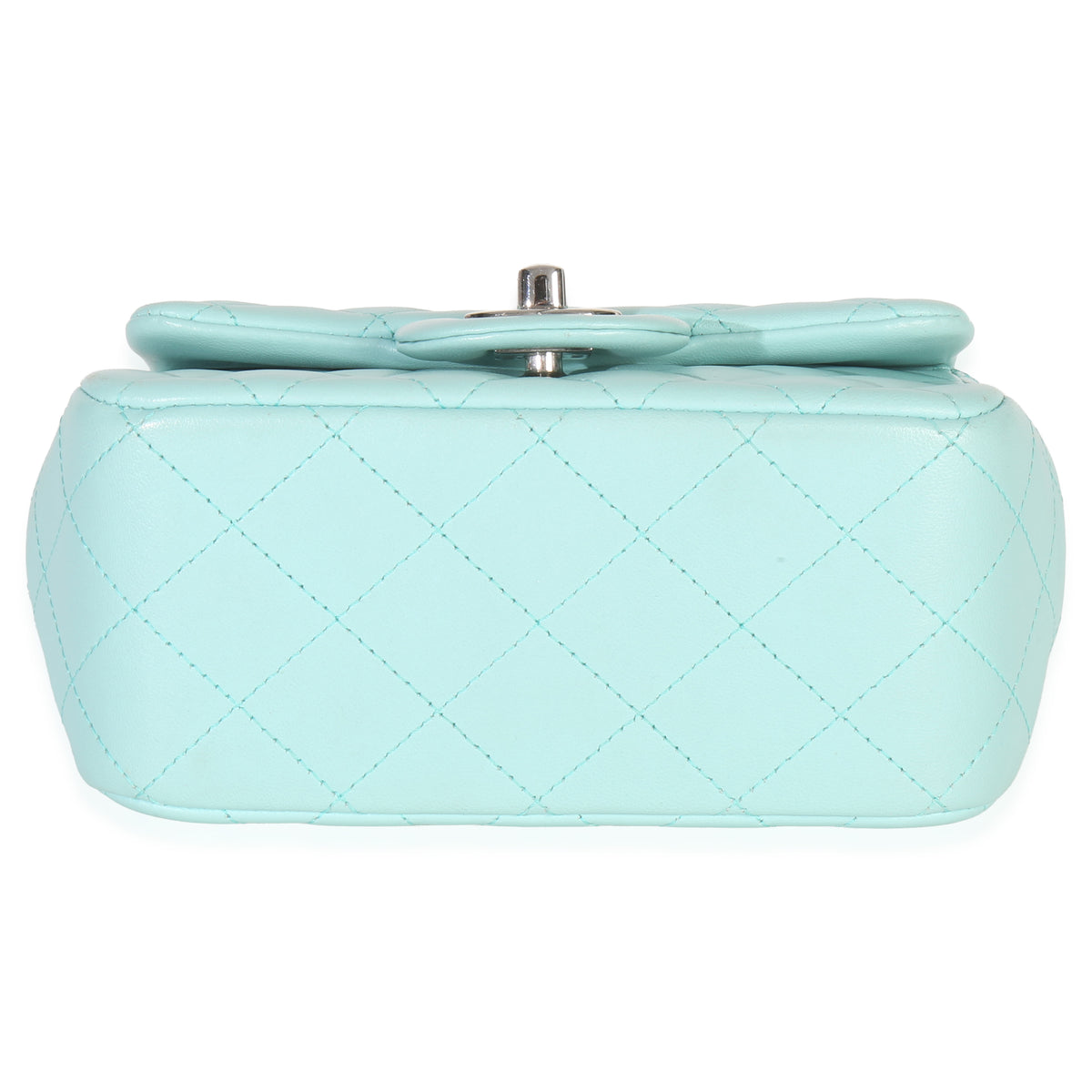 Chanel Blue Quilted Lambskin Mini Square Single Flap Bag Handbag stamp