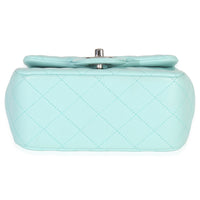 Chanel Blue Quilted Lambskin Mini Square Single Flap Bag Handbag stamp