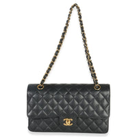 Chanel Black Quilted Caviar Medium Classic Double Flap Handbag Handbag ad1
