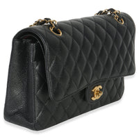 Chanel Black Quilted Caviar Medium Classic Double Flap Handbag Handbag bv