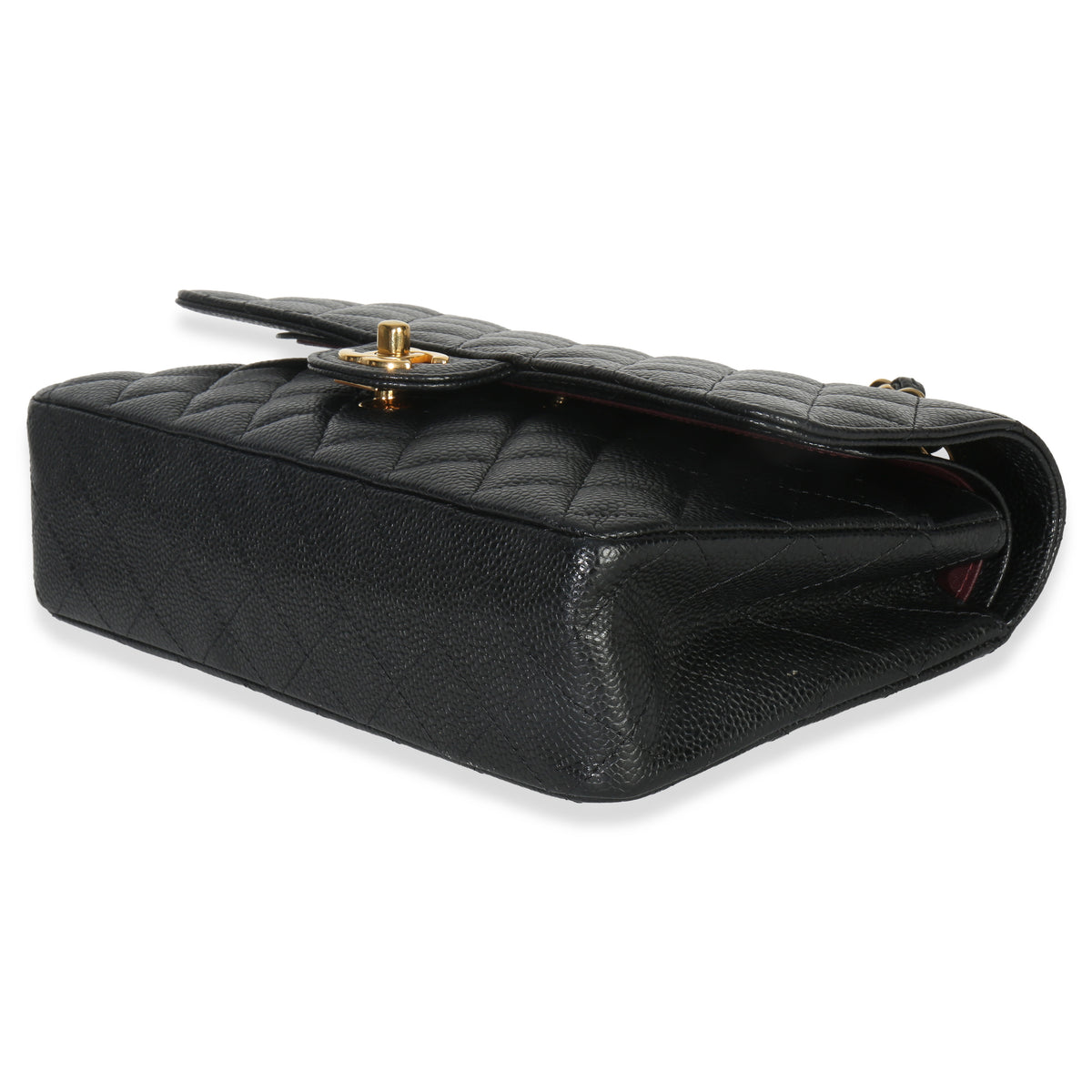 Chanel Black Quilted Caviar Medium Classic Double Flap Handbag Handbag clasp