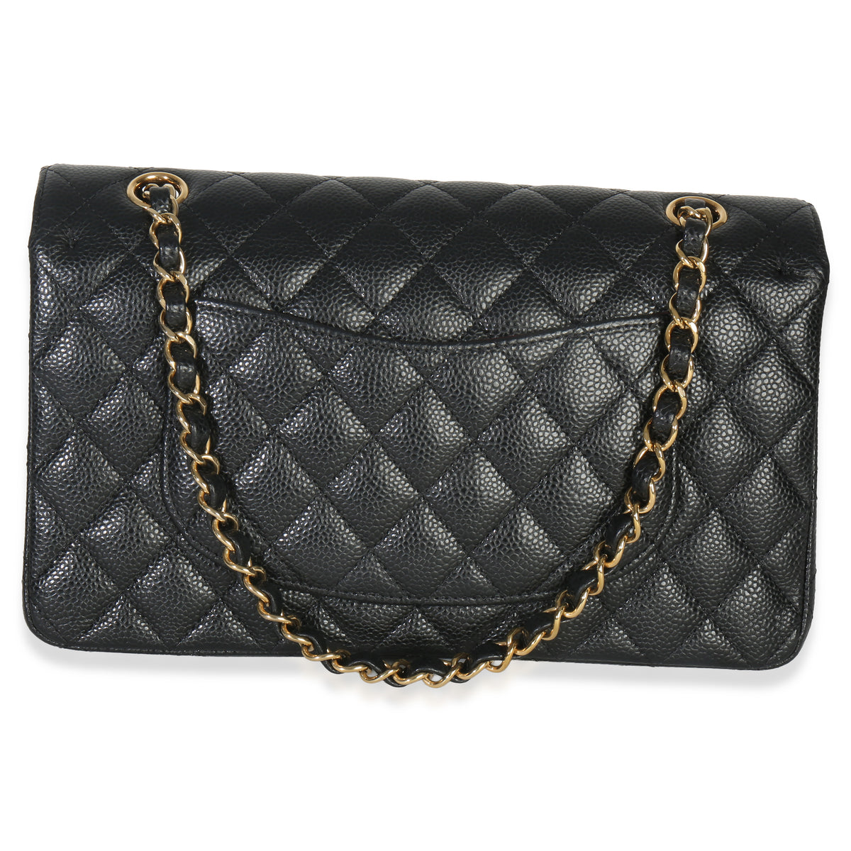 Chanel Black Quilted Caviar Medium Classic Double Flap Handbag Handbag stamp