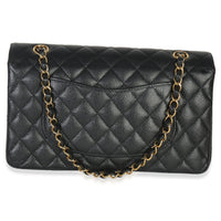 Chanel Black Quilted Caviar Medium Classic Double Flap Handbag Handbag stamp