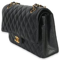 Chanel Black Quilted Caviar Medium Classic Double Flap Handbag Handbag sv