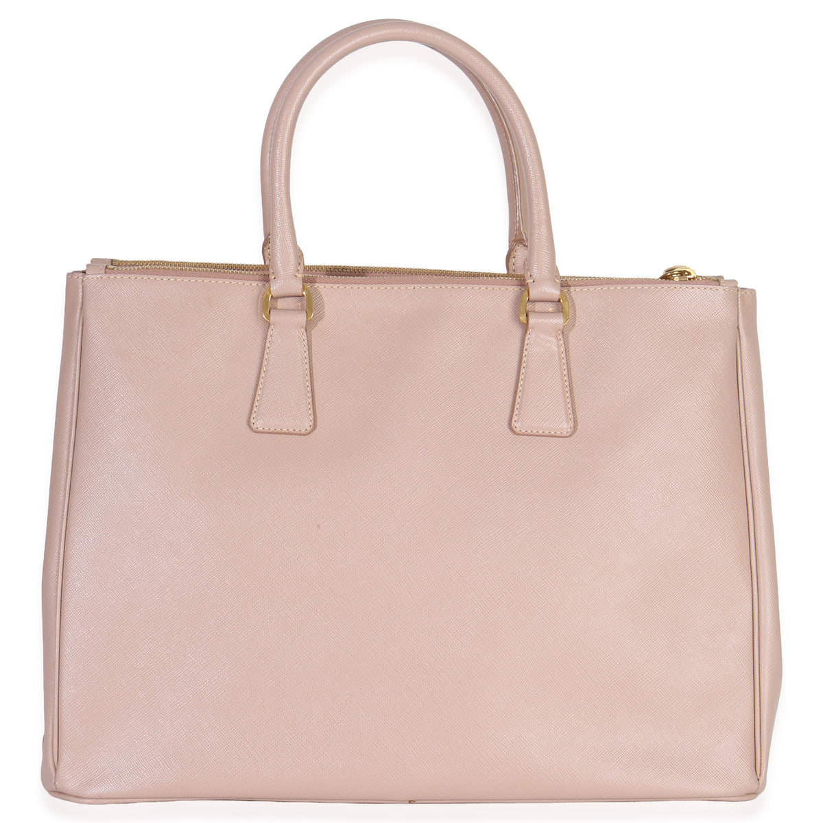Prada Pink Saffiano Galleria Lux Medium Double Zip Tote Handbag bv