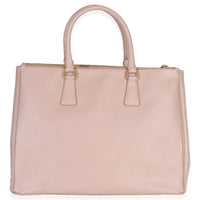 Prada Pink Saffiano Galleria Lux Medium Double Zip Tote Handbag bv