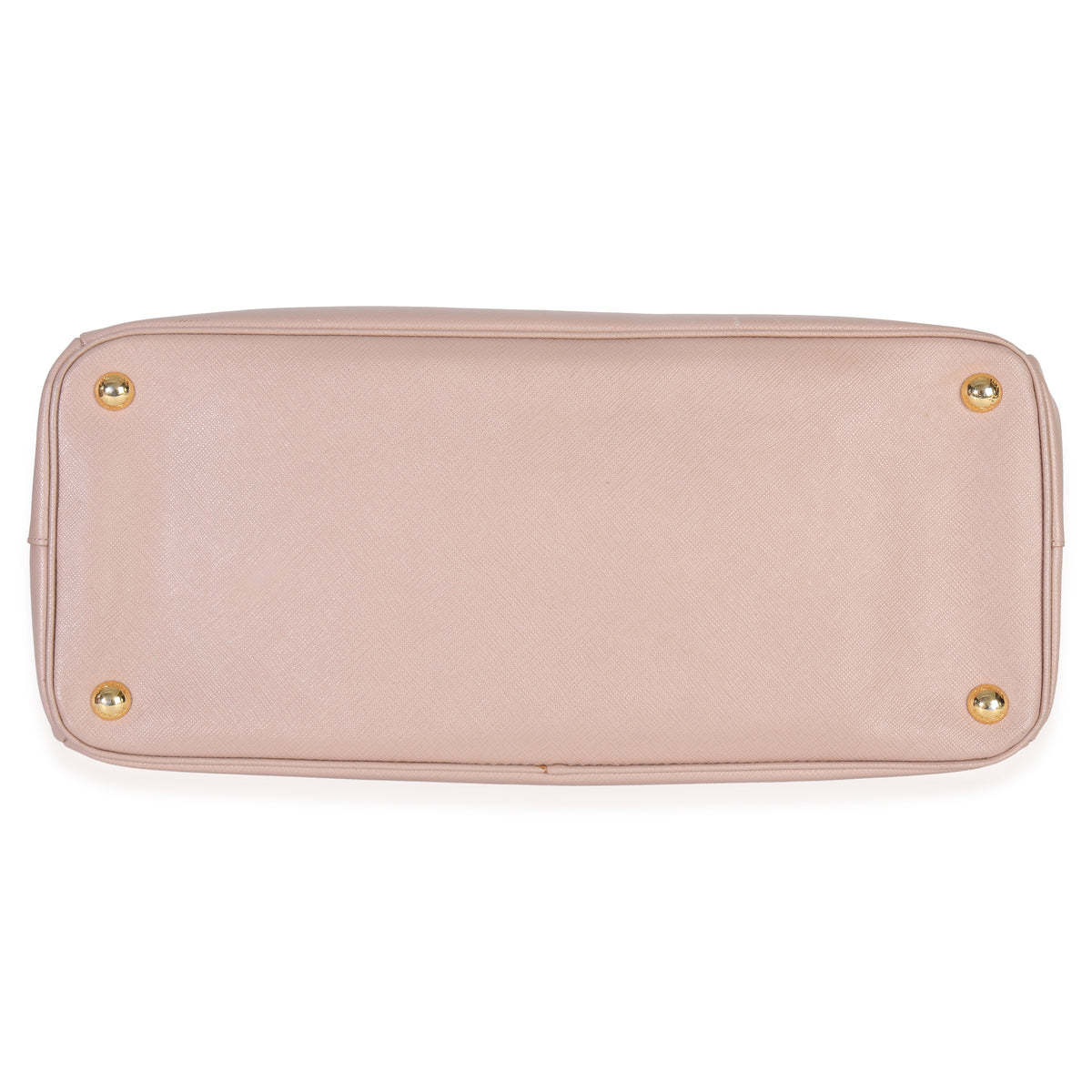 Prada Pink Saffiano Galleria Lux Medium Double Zip Tote Handbag stamp