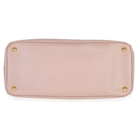 Prada Pink Saffiano Galleria Lux Medium Double Zip Tote Handbag stamp