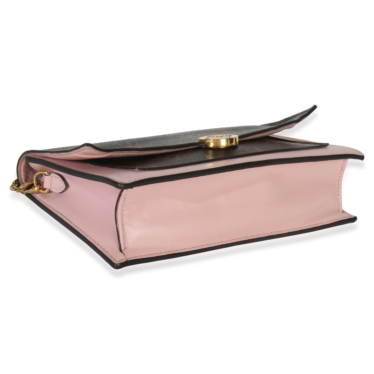 Louis Vuitton Rose Ballerine Monogram Canvas Flore Chain Wallet Handbag clasp