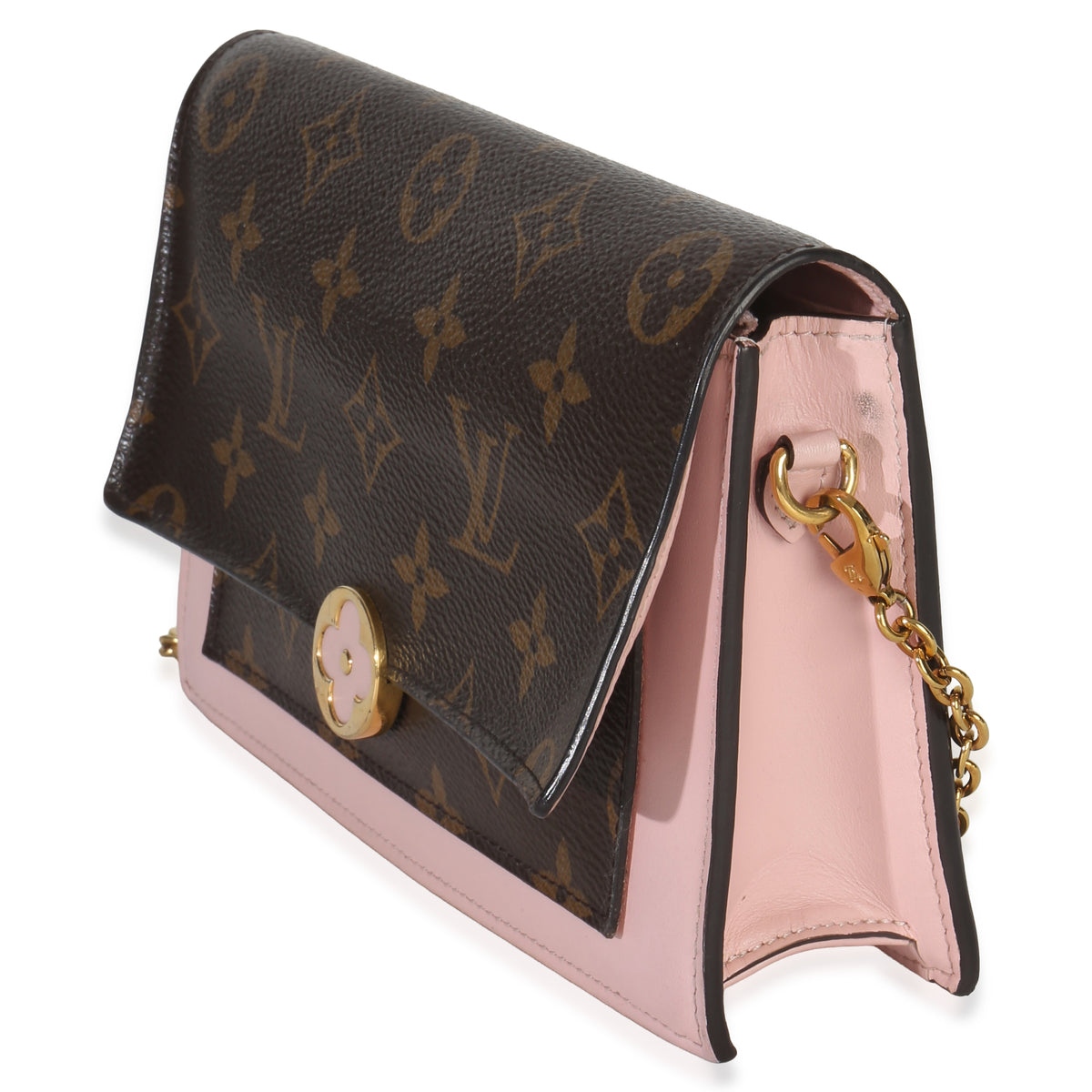 Louis Vuitton Rose Ballerine Monogram Canvas Flore Chain Wallet Handbag pv