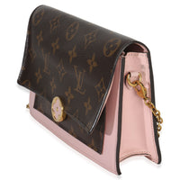 Louis Vuitton Rose Ballerine Monogram Canvas Flore Chain Wallet Handbag pv
