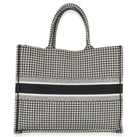 Christian Dior Black White Houndstooth Canvas Large Book Tote Handbag bv