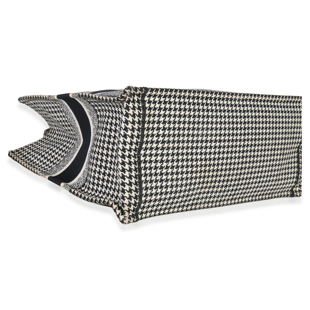 Christian Dior Black White Houndstooth Canvas Large Book Tote Handbag clasp