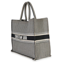 Christian Dior Black White Houndstooth Canvas Large Book Tote Handbag pv