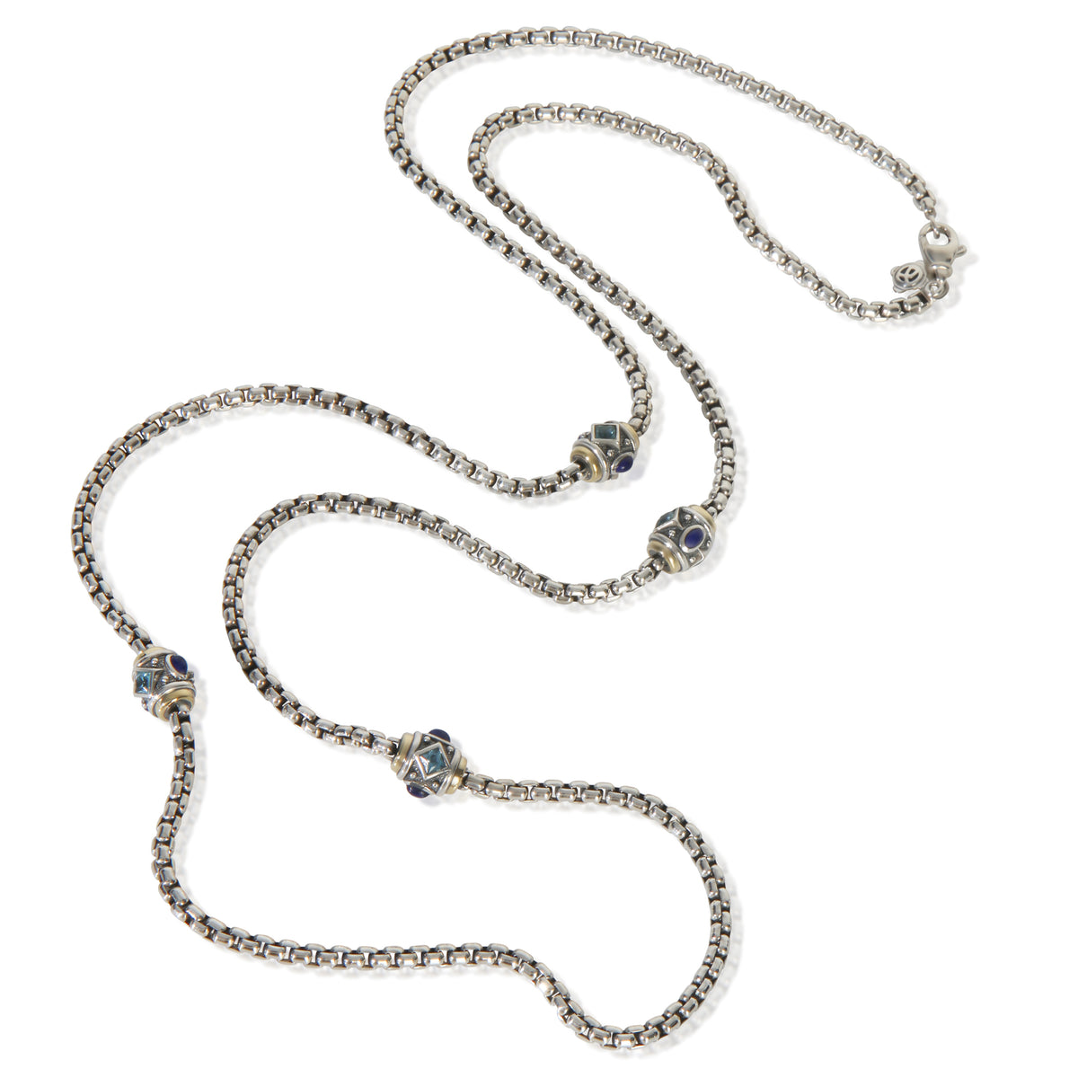 Yellow Gold & Sterling Silver  Renaissance Station Necklace