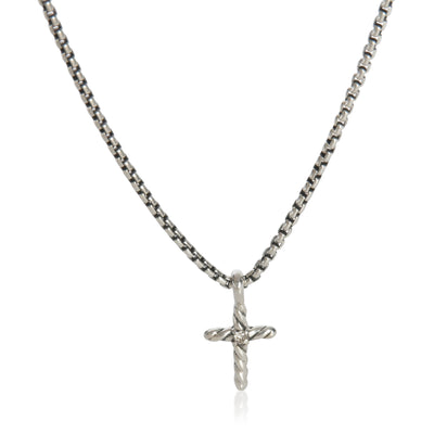Sterling Silver Diamond Cable Classics Cross Pendant