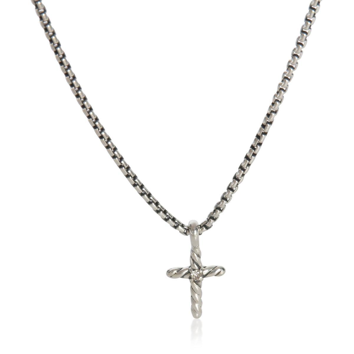 Sterling Silver Diamond Cable Classics Cross Pendant
