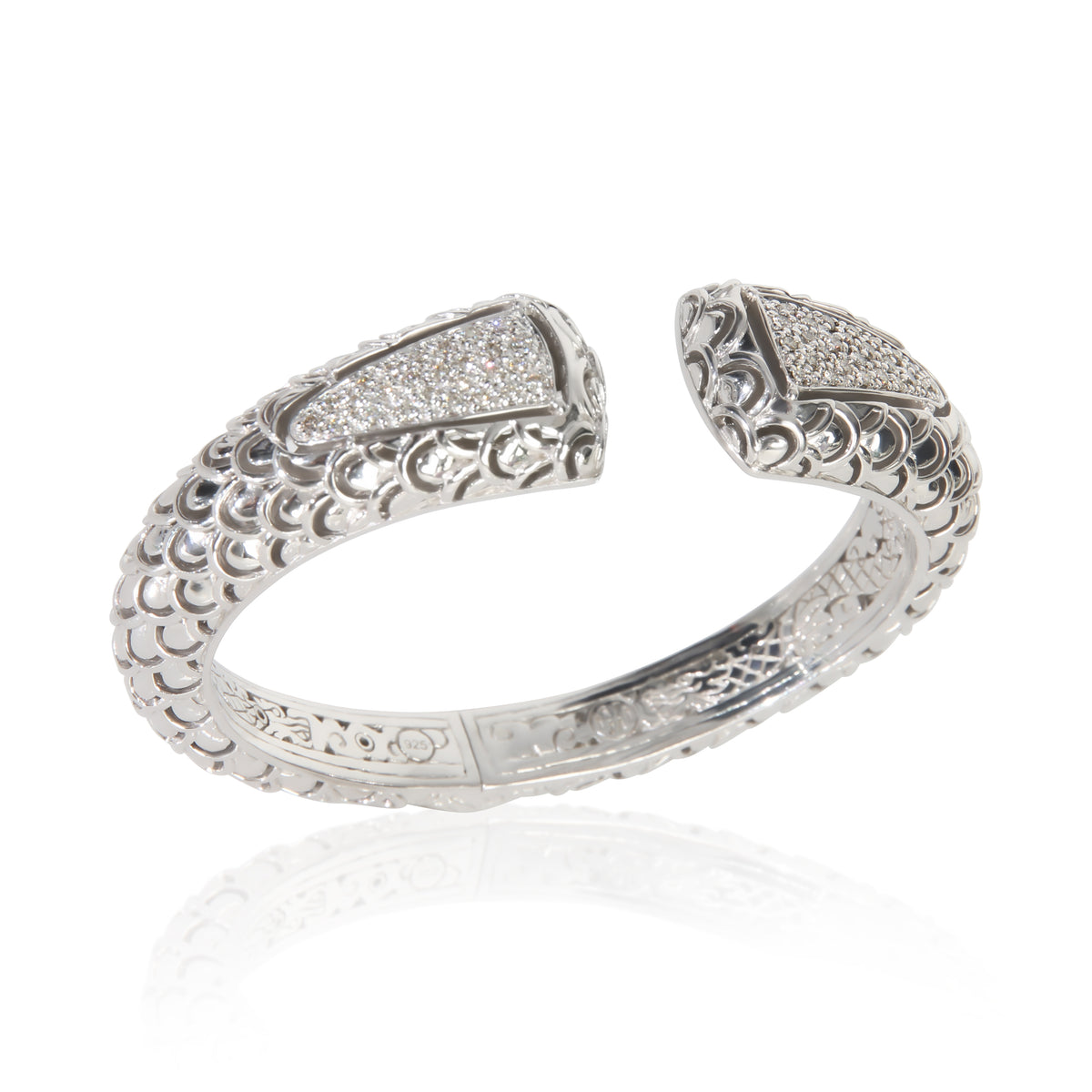 Sterling Silver Diamond Naga Cuff Bracelet