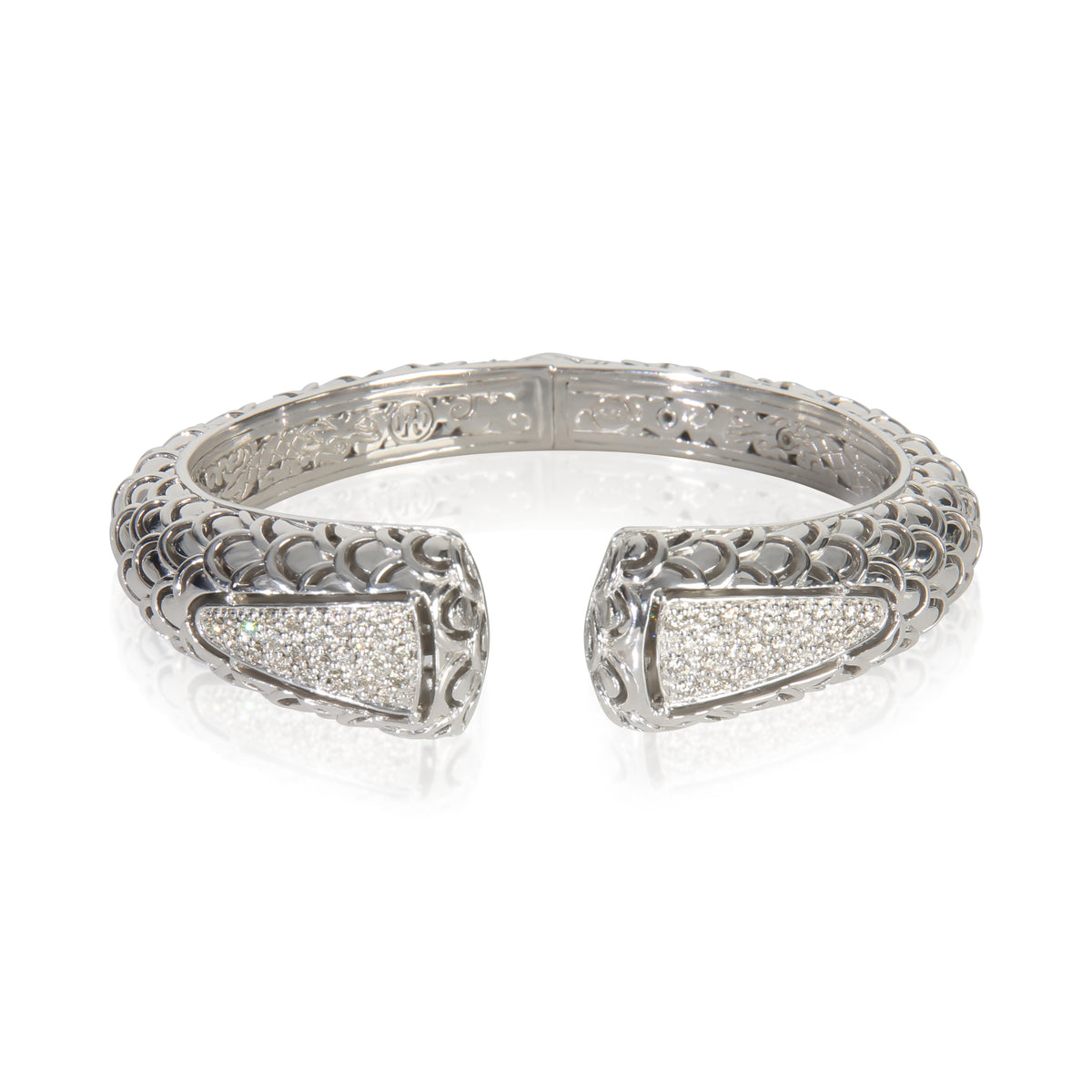 Sterling Silver Diamond Naga Cuff Bracelet